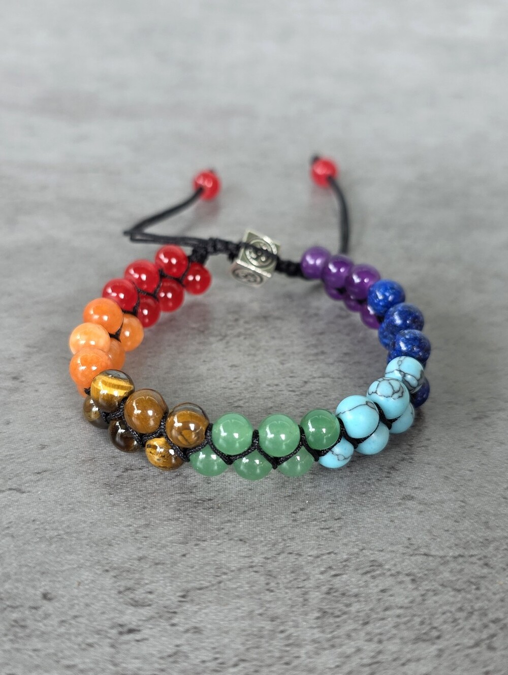 7 Chakra Boho Bead Bracelet Double Layer Adjustable